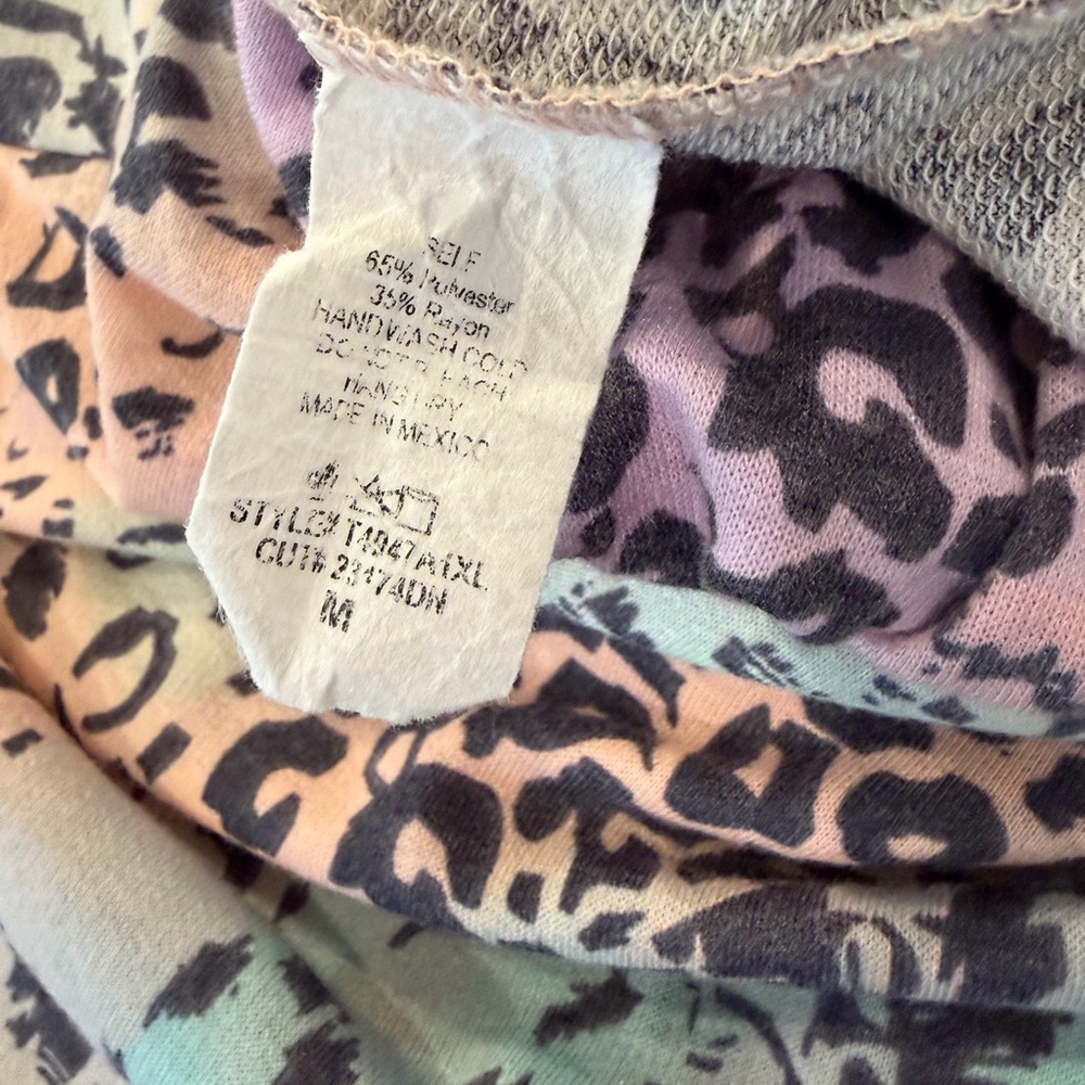 White Birch Rare Rainbow Neon Animal Print Leopard Hoodie Medium 90’s Style - Picture 10 of 11
